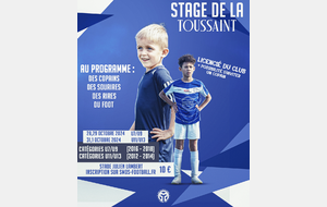 Stage de la toussaint U7/U9 - U11/13